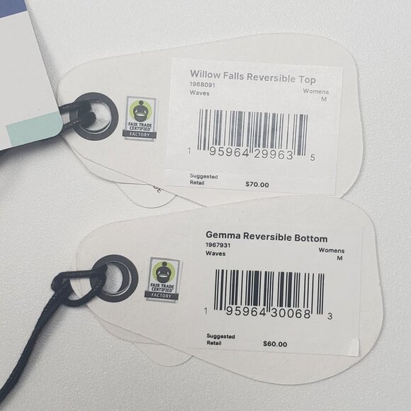 Prana Bikini Set Willow Falls Top & Gemma Bottom Medium Reversible Waves Print - Picture 3 of 16